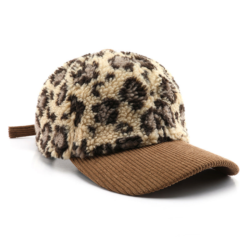 Leopard Sherpa Baseball Cap - DippedShop Wholesale - #9155