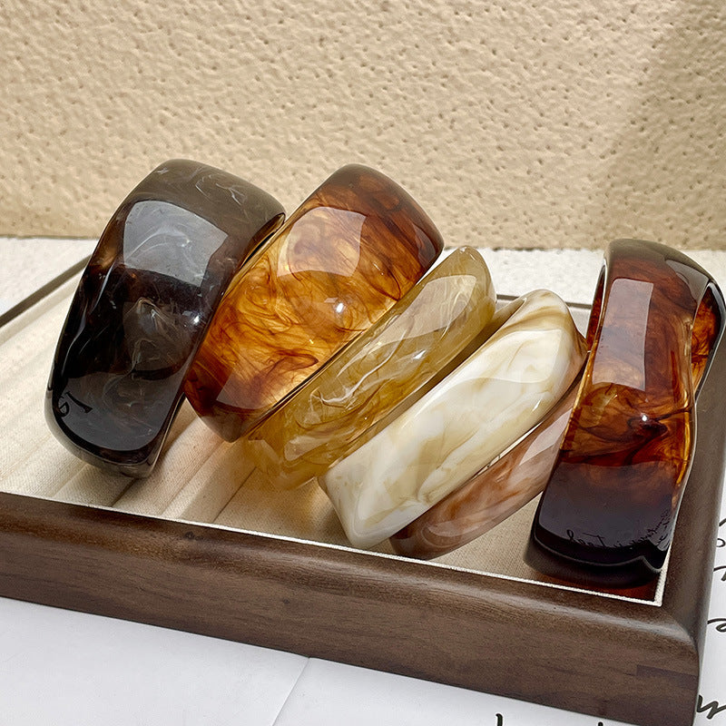 Vintage Irregular Acetate Wide Cuff Bracelet DP25D714