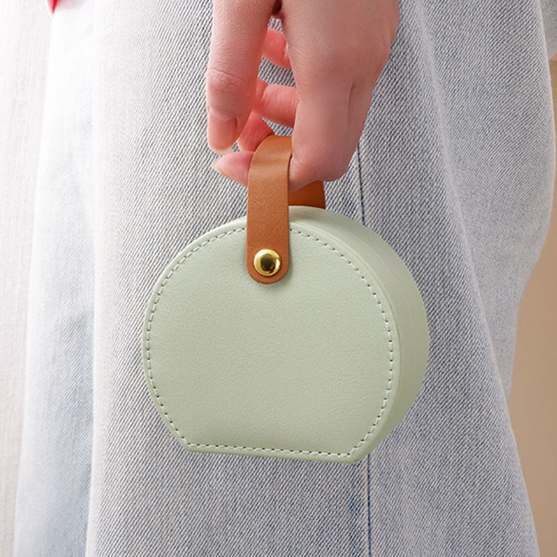 Elegant Half-Moon Travel Jewelry Case with Handle 6W13HSJ111