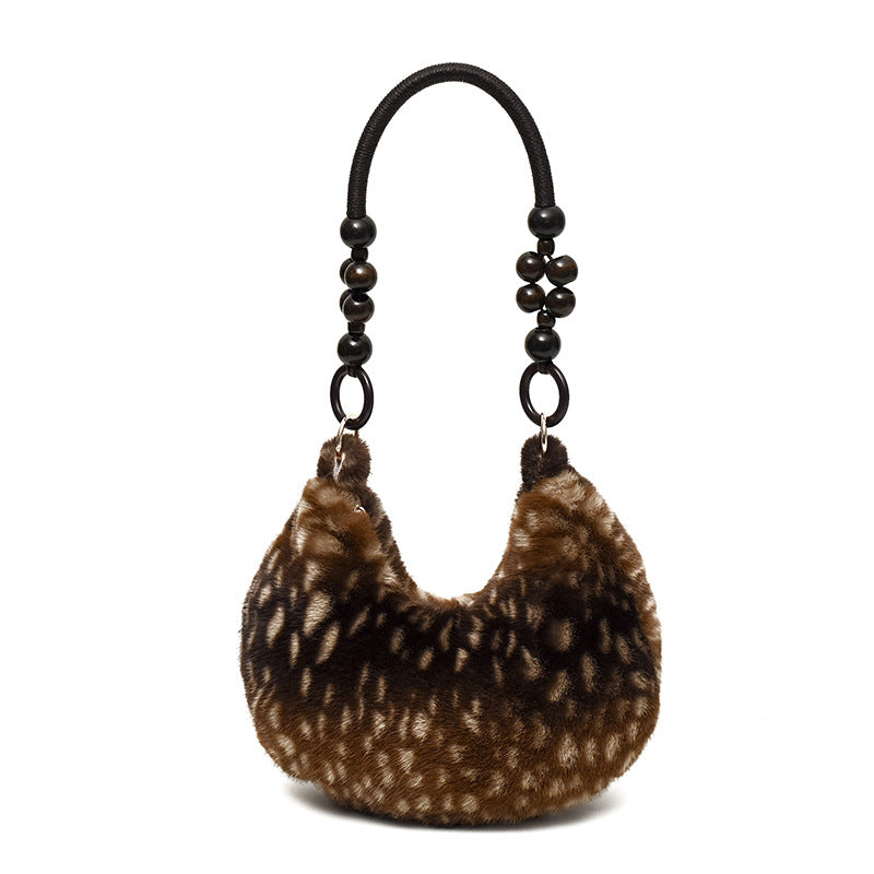 Trendy Soft Plush Deer Print Shoulder Bag 6W10BBG2373