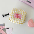 Cute Plaid Quilted Shell Mini Makeup Bag MK2BW6S10BOB58