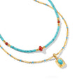 Retro Turquoise Beaded Chain Necklace - DippedShop Wholesale - #8899