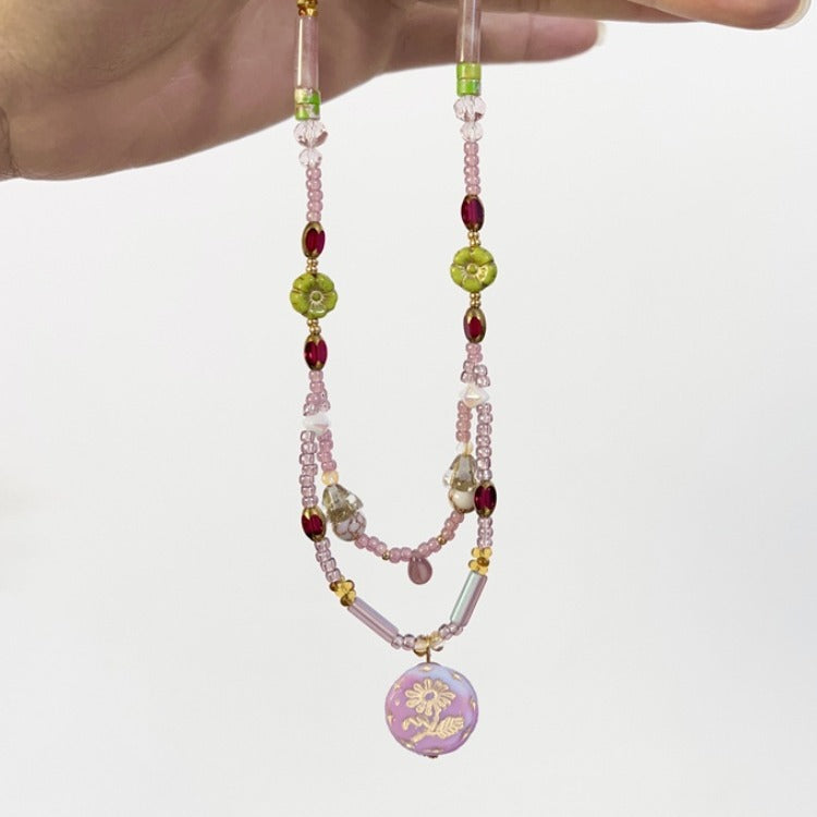 Double-Layered Lilac Beaded Necklace - DippedShop Wholesale - #0275
