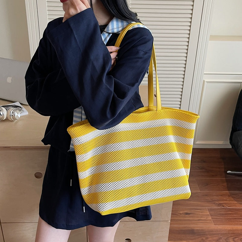 Minimalist Color Block Striped Tote Bag 6W10BBG1937