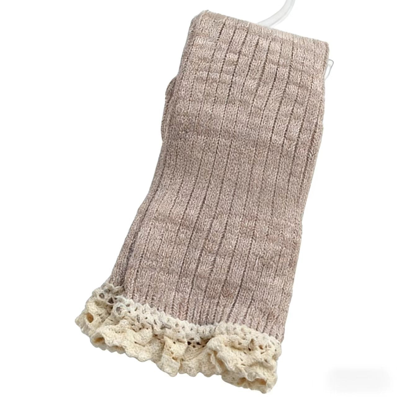 Sweet Lace Trim Chunky Knit Crew Socks 6W8FSO757