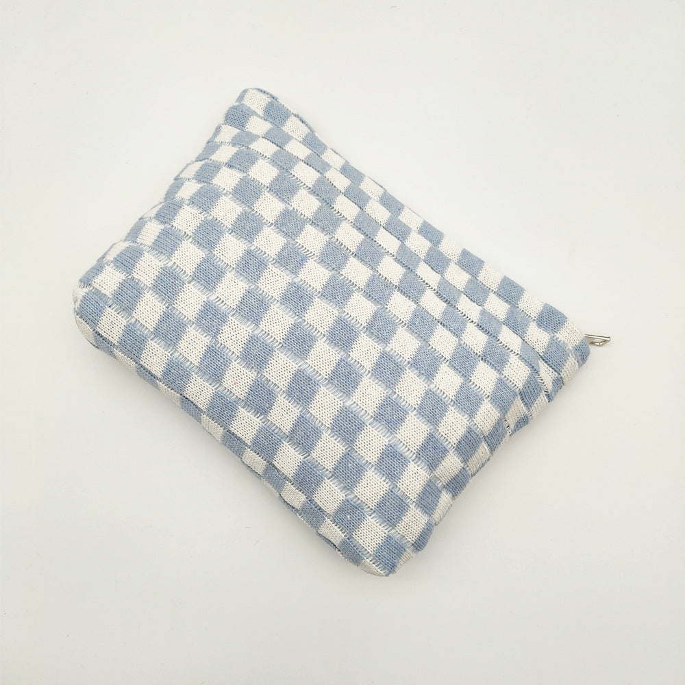 Large Plaid Knit Makeup Bag - DippedShop Wholesale - #3955