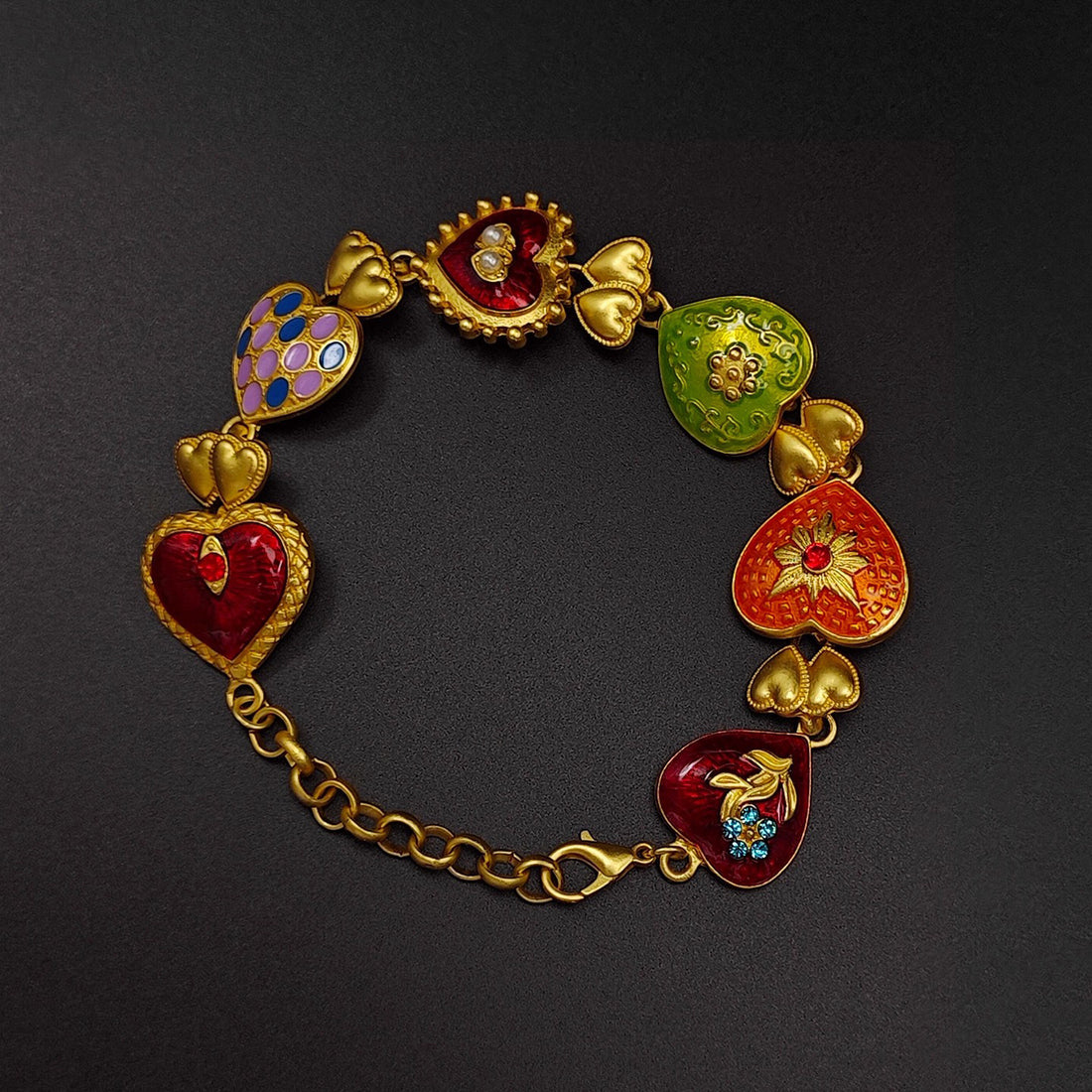 Enamel Heart Charm Bracelet - DippedShop Wholesale - #1443