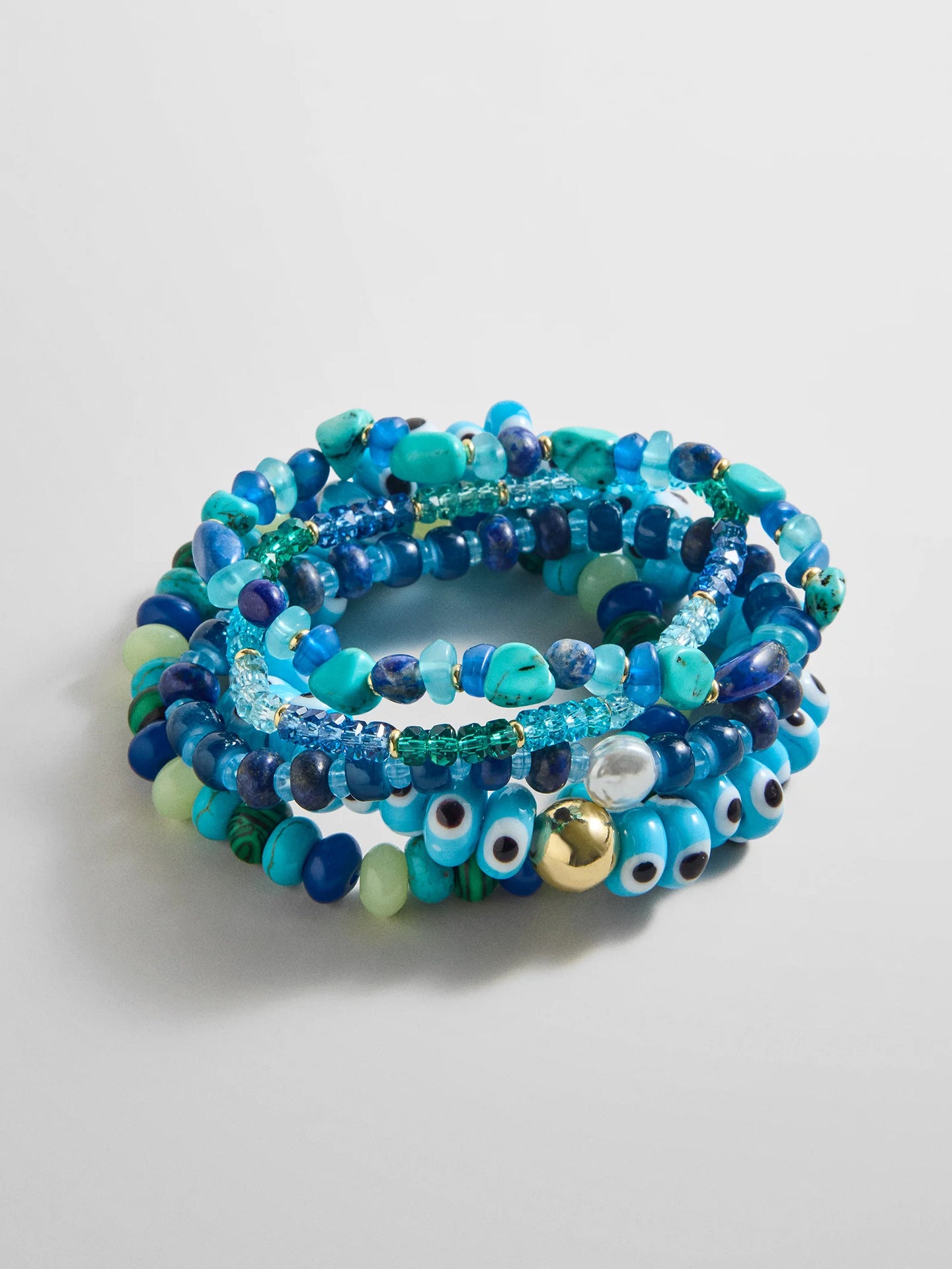 Vintage Irregular Natural Stone Beaded Bracelet Set 6W6JBR509