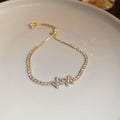 Stylish Gold Plated Rhinestones Heart Pendant Bracelet 6W6JBR715