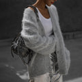 V-Neck Loose Mohair Cardigan - DippedShop Wholesale - #4323