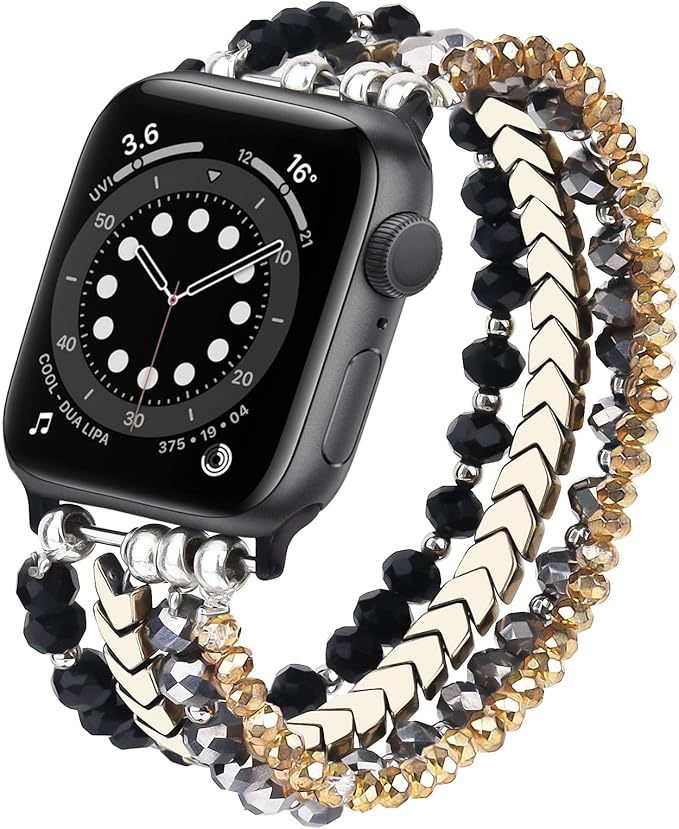 Multi Layer Crystal Beaded Chain Watch Band 6W6JWA89