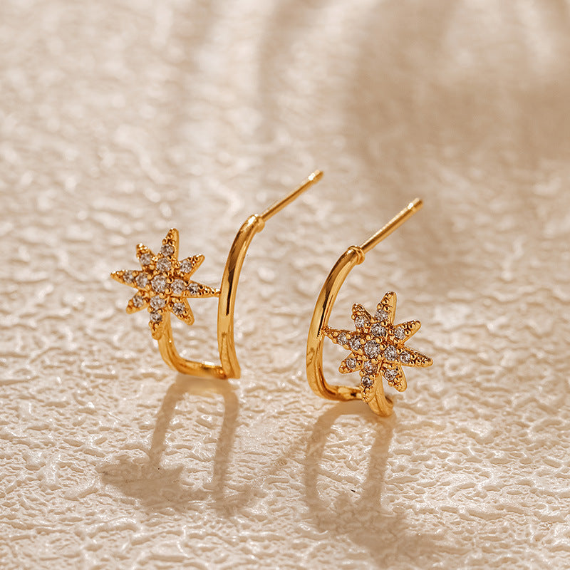 Simple Snowflake Zircon Stud Earrings DPJE1276