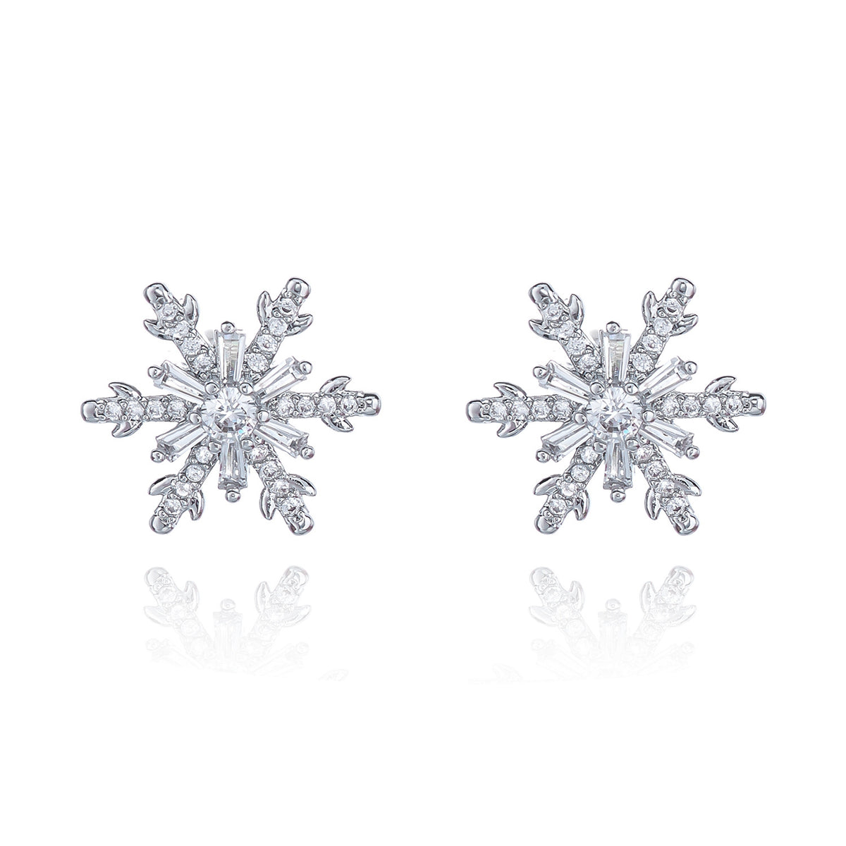 Creative Sparkly Rhinestone Snowflake Christmas Earrings 6W6JER682