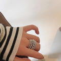 Chunky Multi-Layer Ball Beaded Open Ring 6W6JRG298