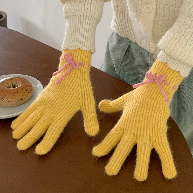 Bowknot Knit Touch Screen Gloves - DippedShop Wholesale - #4083