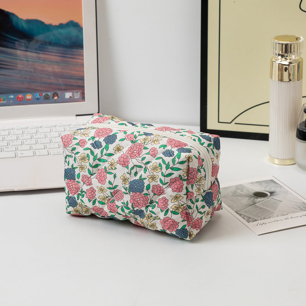 Colorful Floral Quilted Cosmetic Storage Bag 6C5CO73