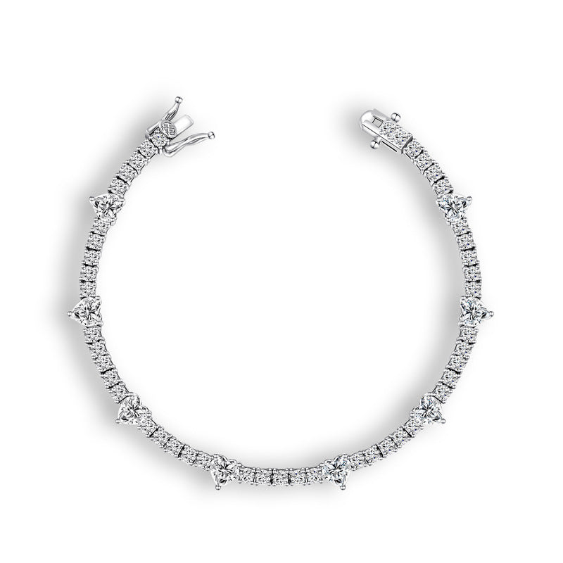 Trendy Heart Colorful Cubic Zirconia Chain Bracelet 6W6JBR383