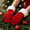 Funny Velvet Faux Fur Cuffs Christmas Gloves 6W6GLO105