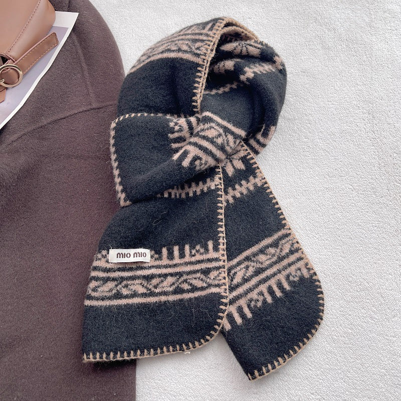 Vinatge Fair Isle Jacquard Warm Knit Scarf 6W6NSC77