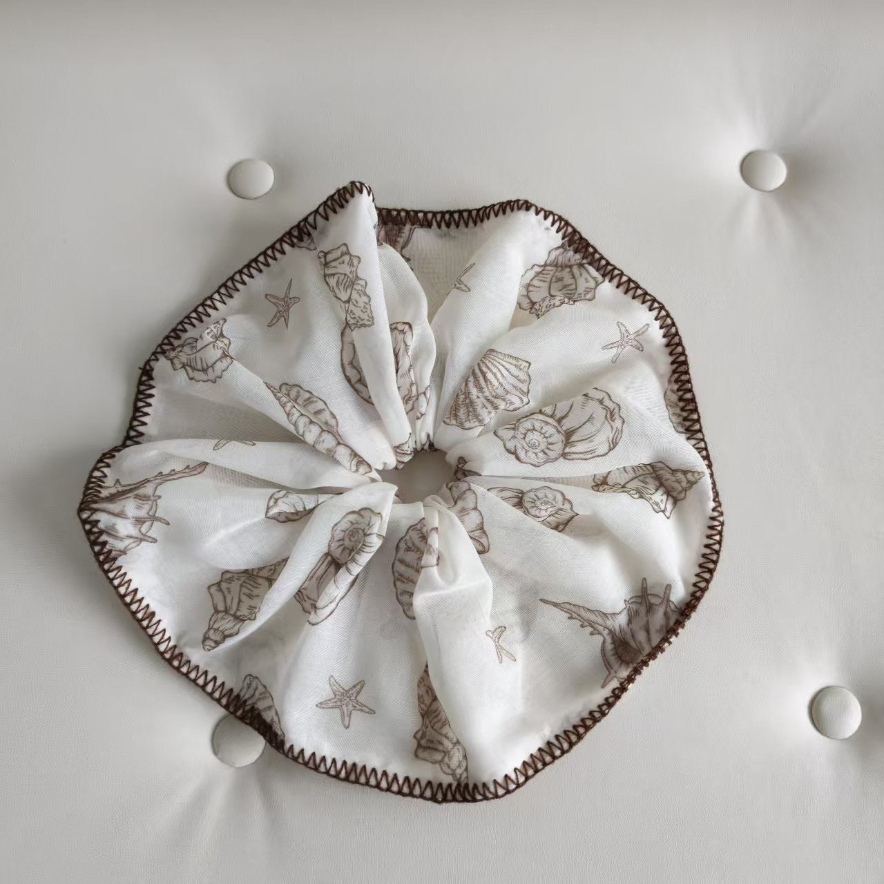 Fresh Starfish Shell Print Ruffled Scrunchies 6W6HSR345