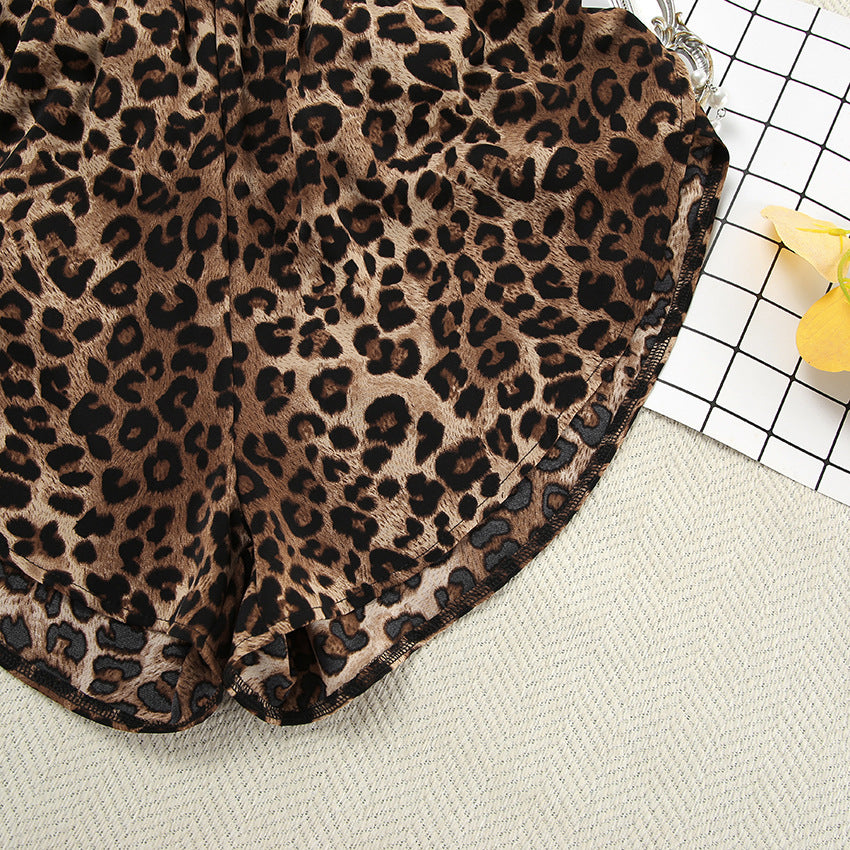 Leopard Print Lapel Sleepwear Set - DippedShop Wholesale - #3251