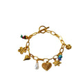 Fashion Gold Plated Floral Heart Charm Bracelet 6W6JBR513