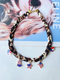 Hand Woven USA Flag Umbrella Pendant Choker Necklace 8ZA6JNC287T