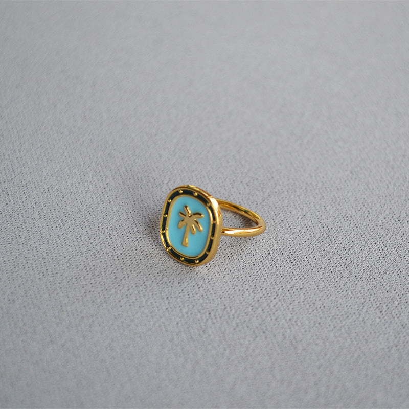 Coconut Tree Enamel Ring - DippedShop Wholesale - #2323