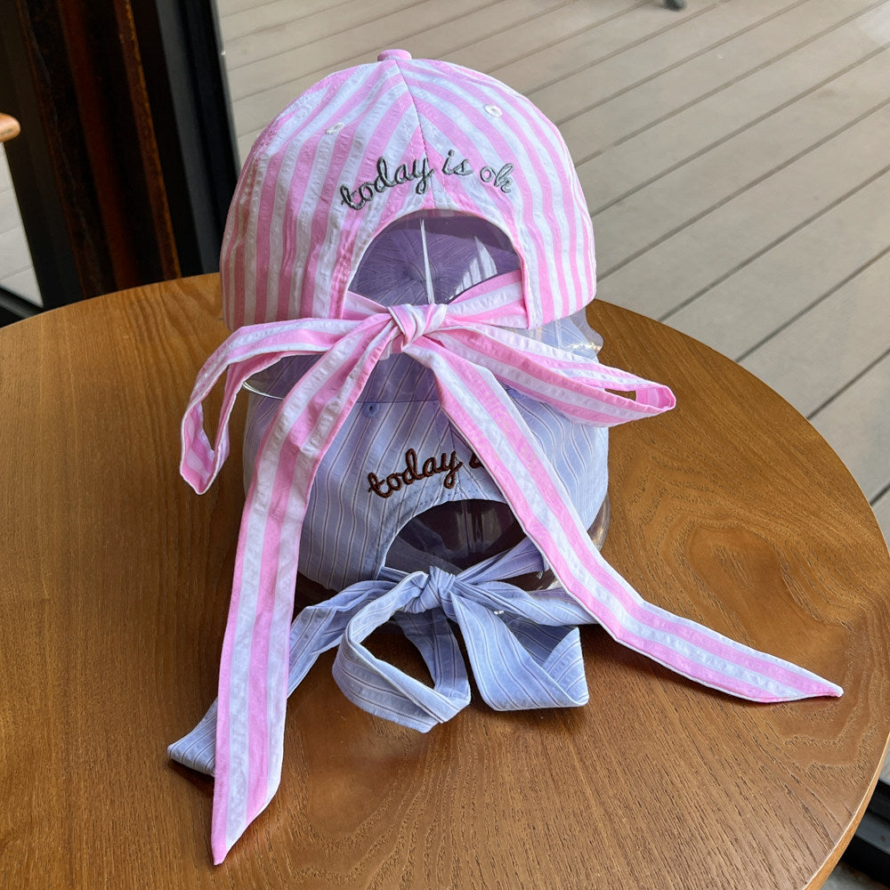 Striped Bowknot Baseball Cap - DippedShop Wholesale - #7107