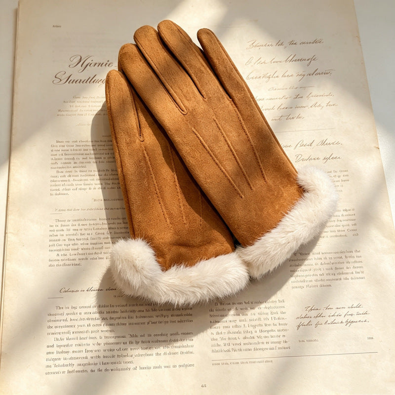 Faux Suede Plush Gloves - DippedShop Wholesale - #4291