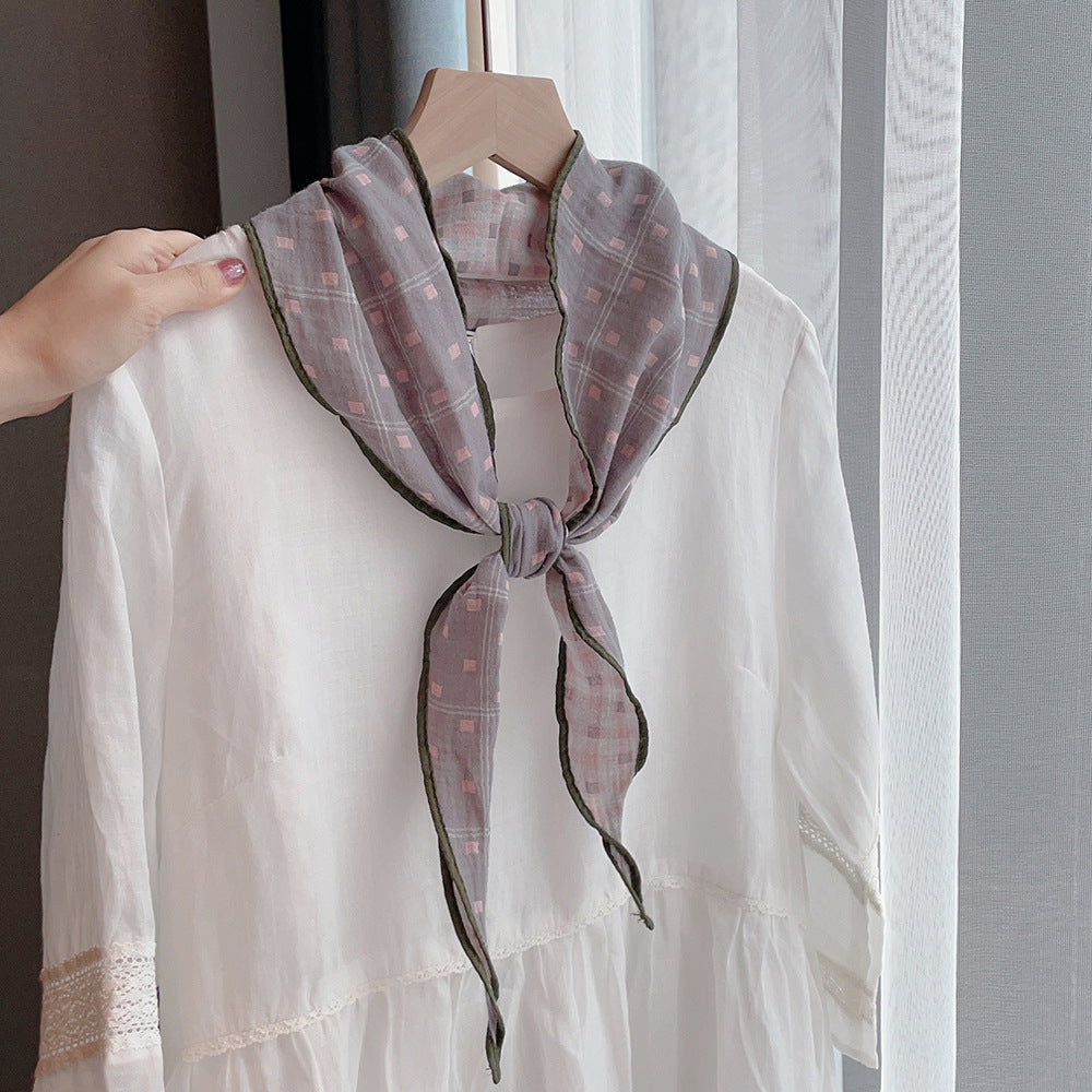 Stylish Plaid Print Reversible Silk Scarf 6W6NSI237