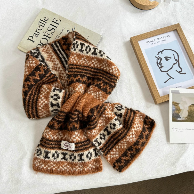 Jacquard Keyhole Mini Scarf - DippedShop Wholesale - #9219