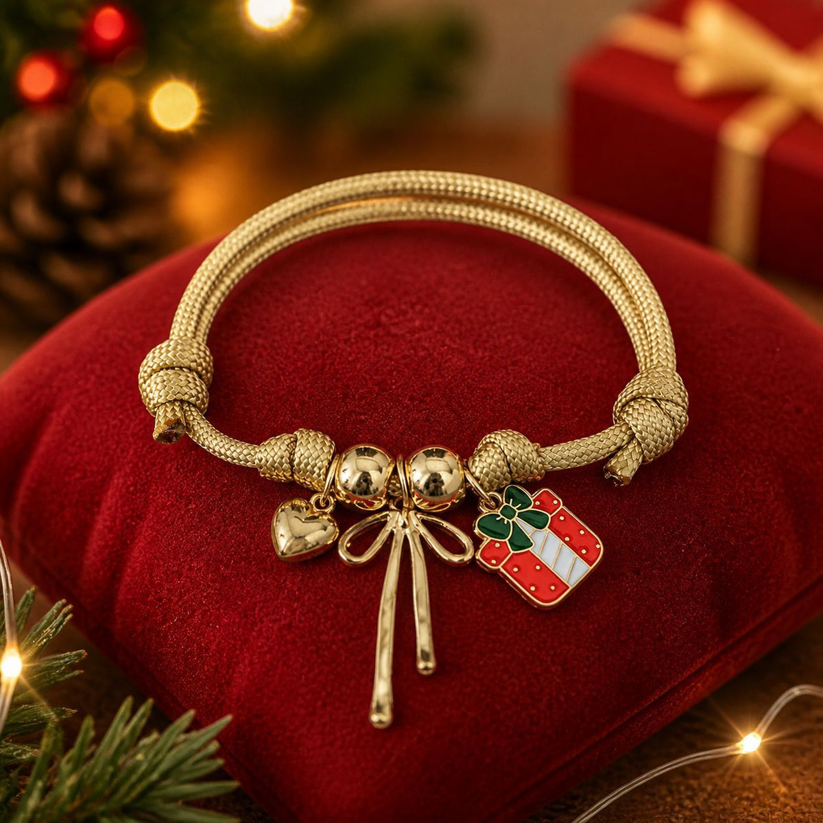 Cute Santa Claus Charm Rope Braided Bracelet 6W6JBR654