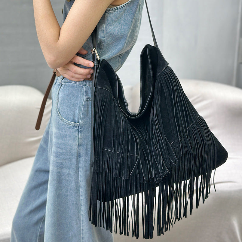 Trendy Fringe Large Capacity Hobo Shoulder Bag 6W10BBG2359