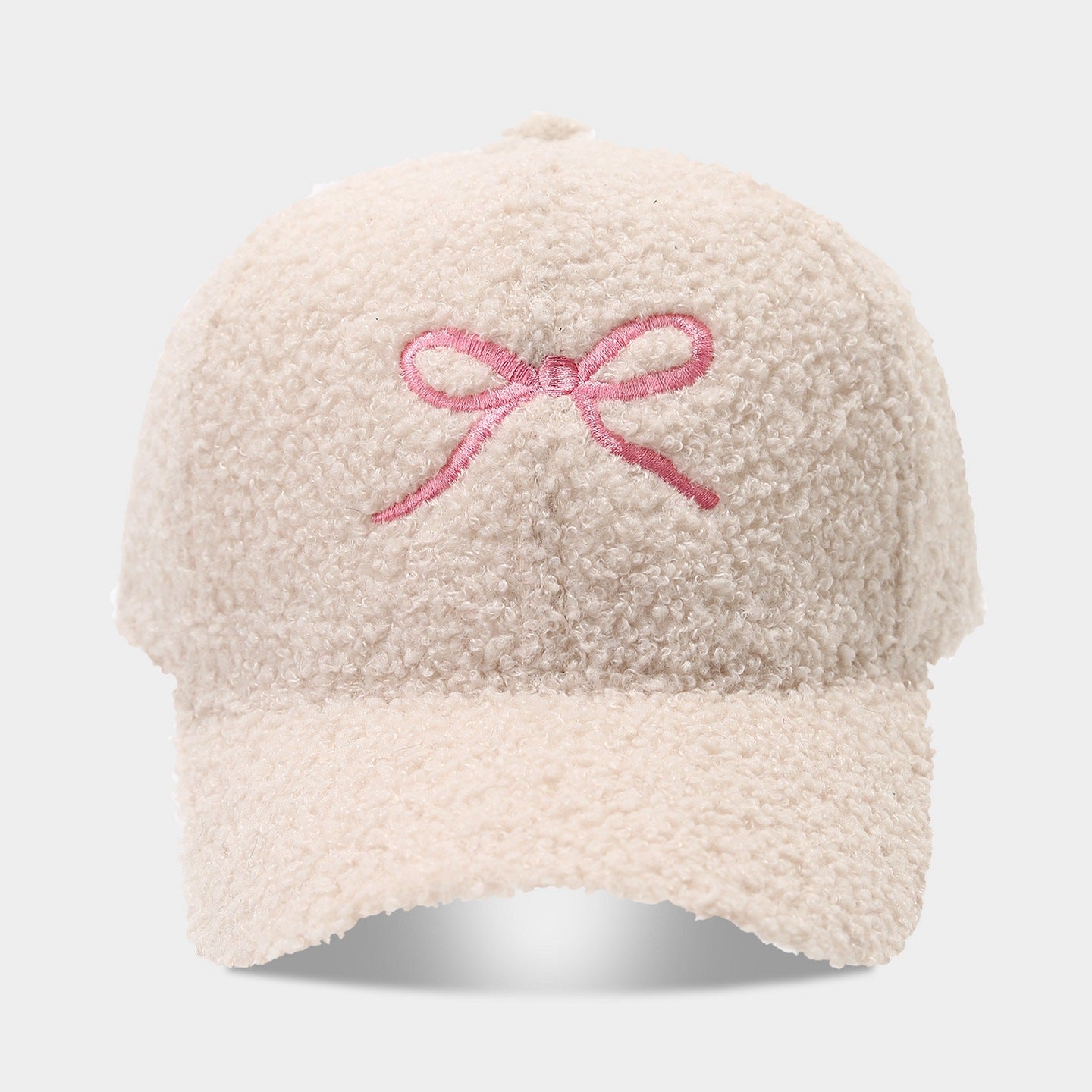 Fashion Bowknot Embroidery Lamb Wool Baseball Cap 6W6HAT526