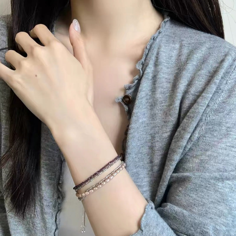 Vintage Multi-Layered Pearl Beaded Chain Bracelet 6W6JBR377