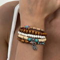 Natural Turquoise Leaf Pendant Multi Layer Bracelets 6W6JBR627