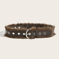 Trendy Faux Fur Wide Rivet Leather Waist Belt MK2LEEP6W6JBT55