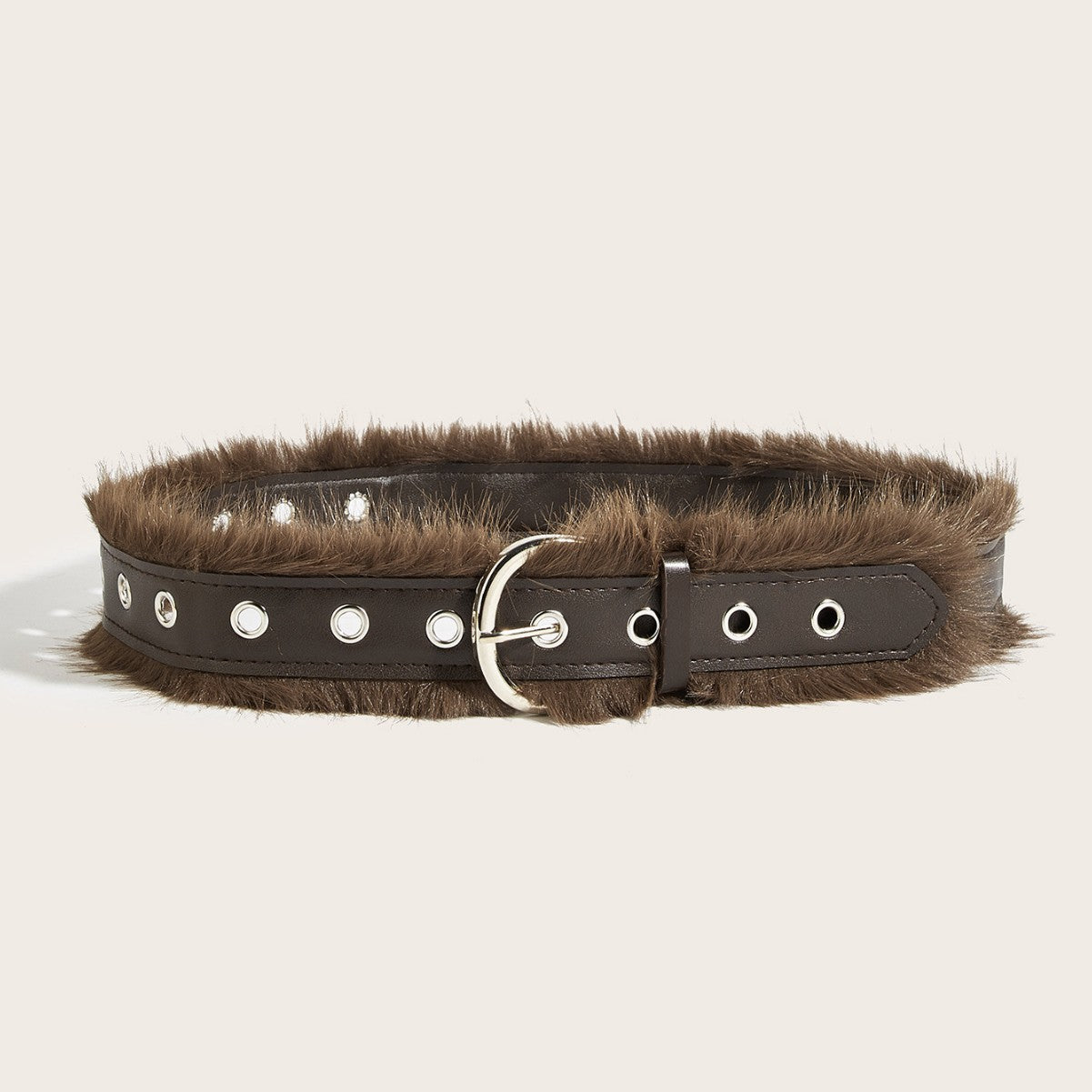 Trendy Faux Fur Wide Rivet Leather Waist Belt MK2LEEP6W6JBT55
