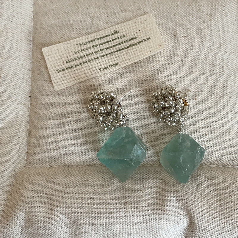 Natural Stone Dangle Earrings - DippedShop Wholesale - #8739