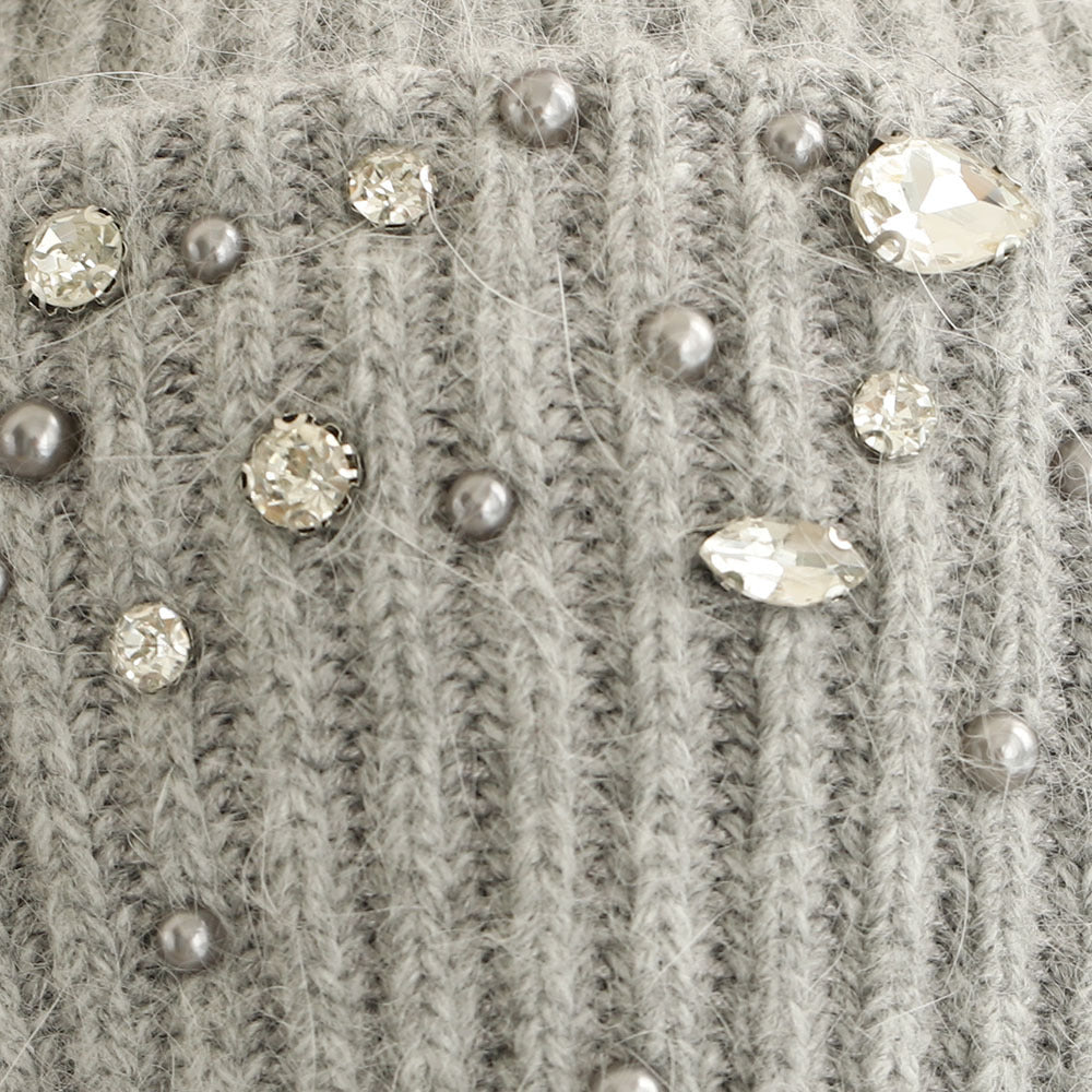 Luxury Rhinestone Angora Knit Beanie 6W6HAT696