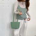Trendy PU Solid Color Bucket Tote Bag 6W10BBG1889