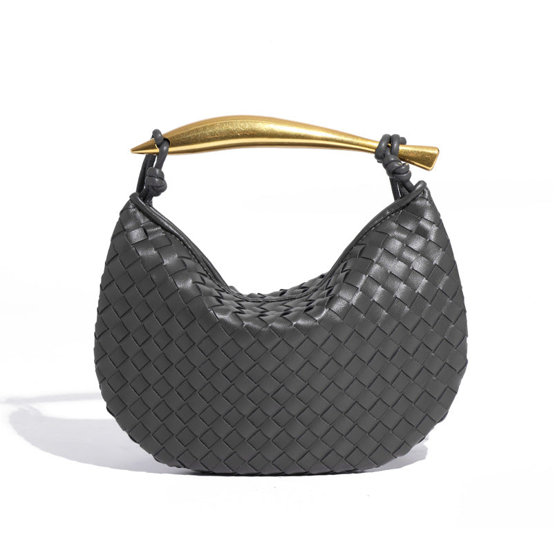 Fashion Solid Color Woven Crescent Handbag 6W10BBG2423