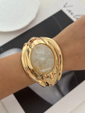 Vintage Enamel Gold Plated Beaded Bangle Bracelet 6W6JBR604