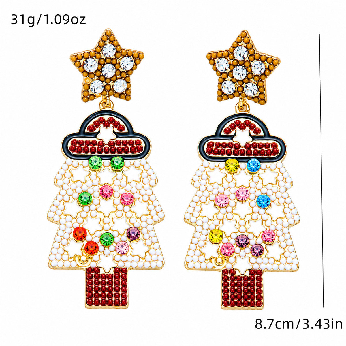 Chunky Sparkly Rhinestone Christmas Dangle Earrings 6W6JER680