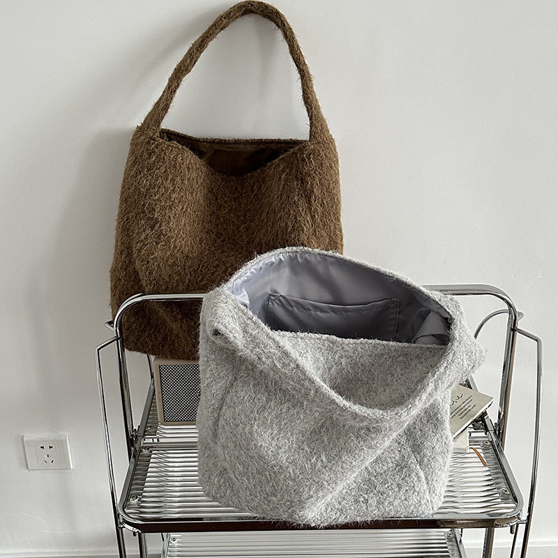 Retro Woolen Large Capacity Commute Tote Bag 6W10BBG2490