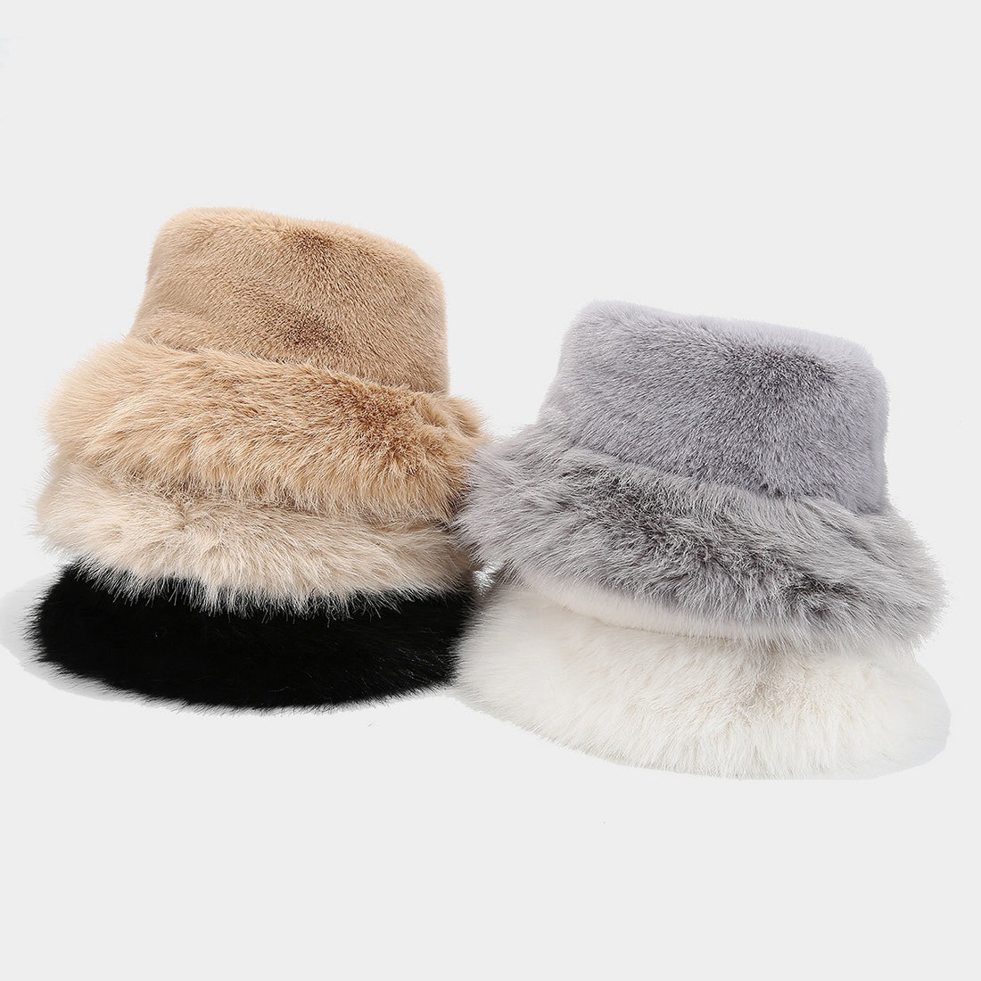 Simple Fluffy Faux Fur Thermal Bucket Hat DP25G745
