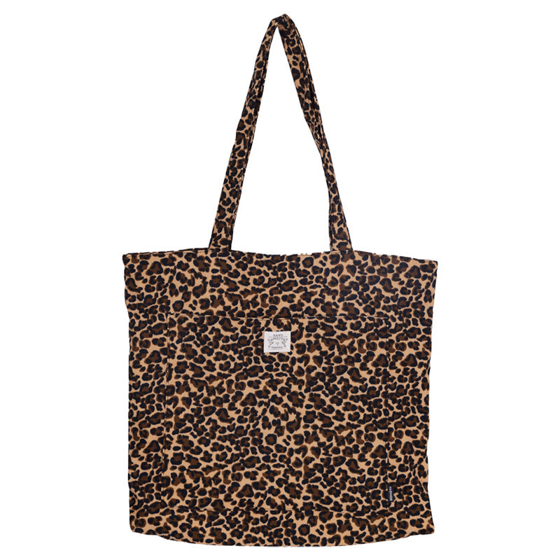 Casual Corduroy Leopard Print Shoulder Bag DP25G640
