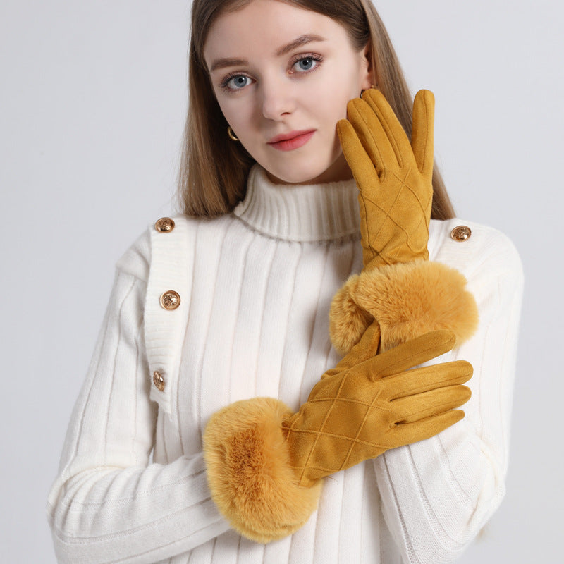Plaid Suede Touch Screen Gloves - DippedShop Wholesale - #9459