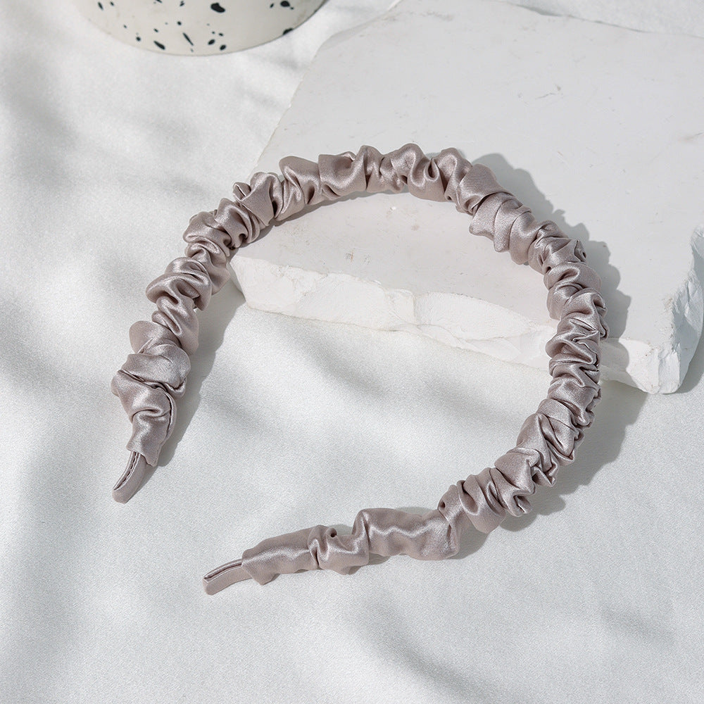 Minimalist Ruched Solid Color Mulberry Silk Headband 6W6HBD372